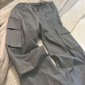 Gianni Bini Women’s Charcoal Pinstripe Cargo Pants
